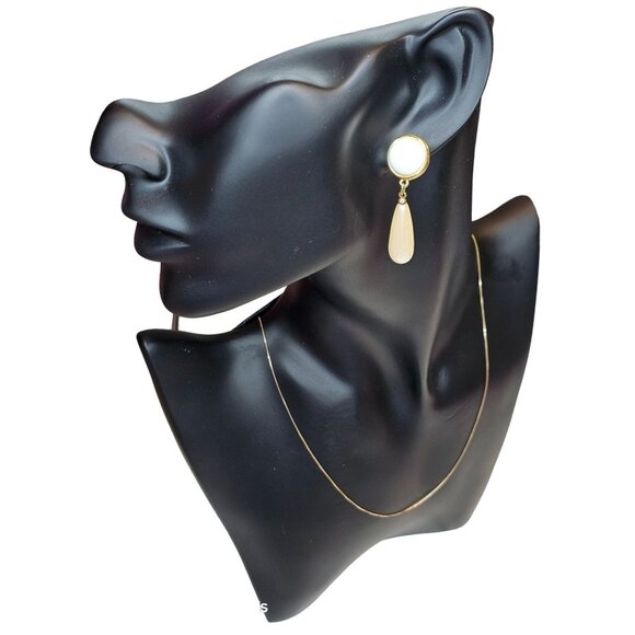 Monet Gold Tone Faux Pearl Drop Earrings Vintage - Picture 7 of 9